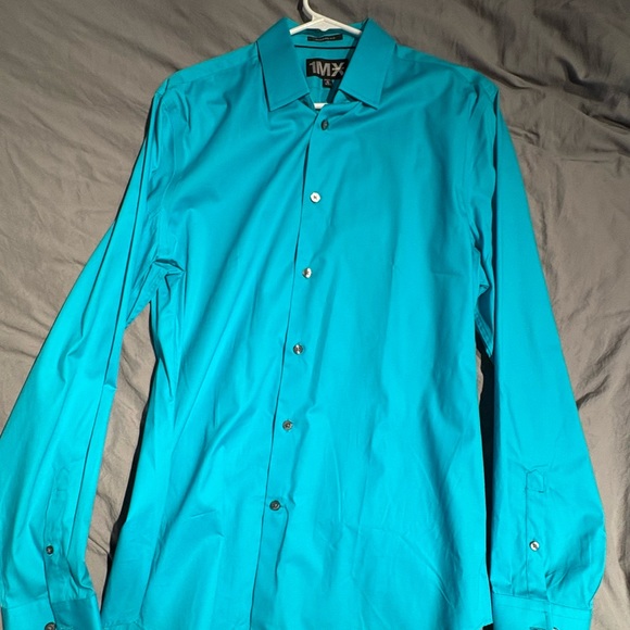 Express Vibrant Teal Dress Shirt - Picture 2 of 2